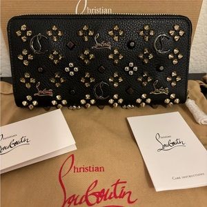 Christian Louboutin Panettone Wallet Studded Black Gold Gunmetal